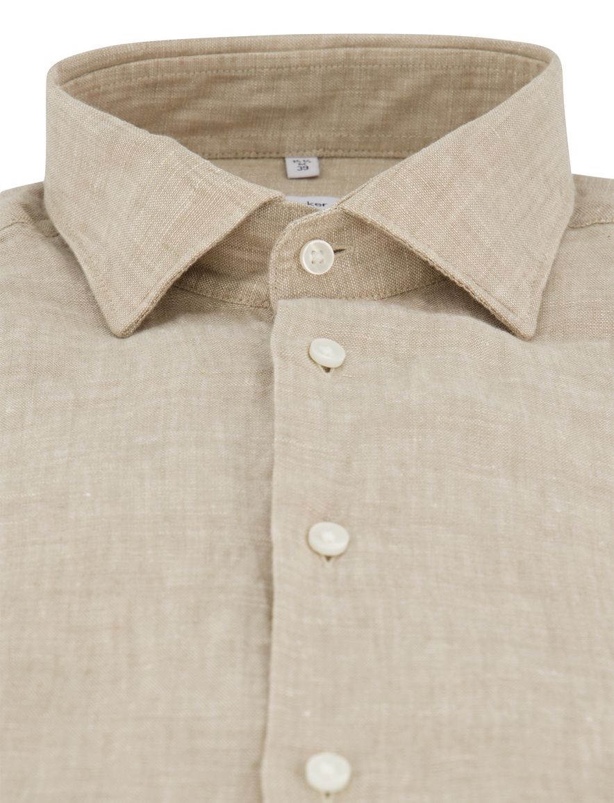Beige overhemd Seidensticker Slim Fit linnen