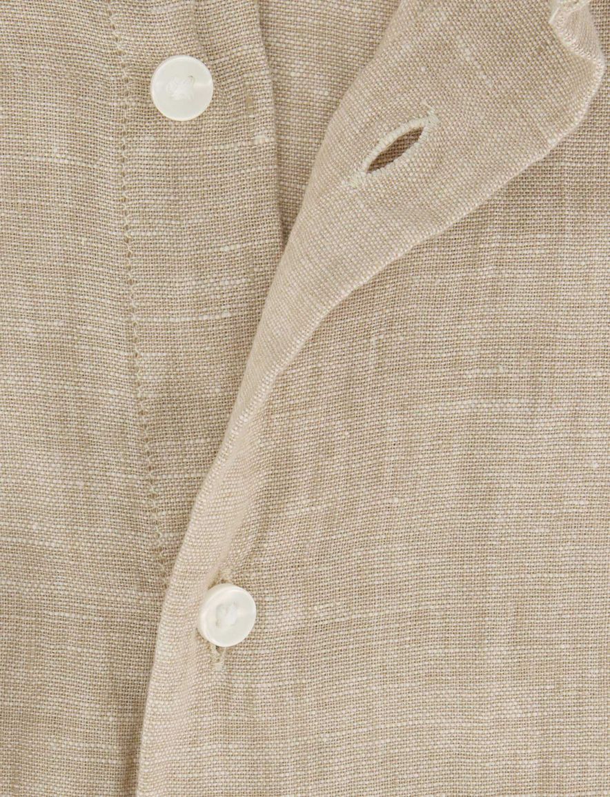 Beige overhemd Seidensticker Slim Fit linnen