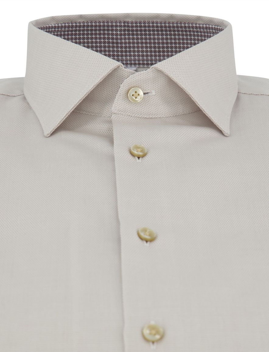 Beige overhemd Seidensticker Slim Fit strijkvrij katoen