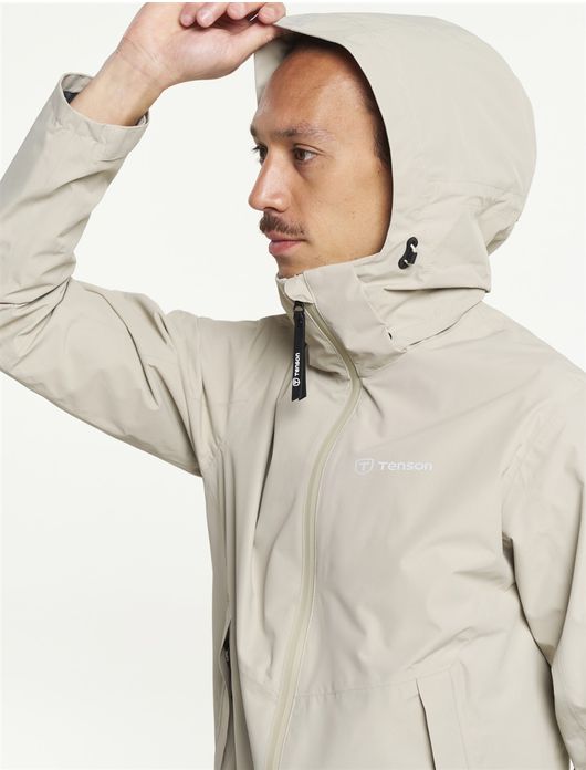 Tenson regenjas beige waterdicht afneembare capuchon