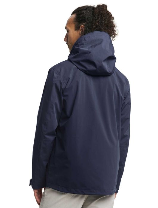 Tenson regenjas donkerblauw met borstzak en capuchon