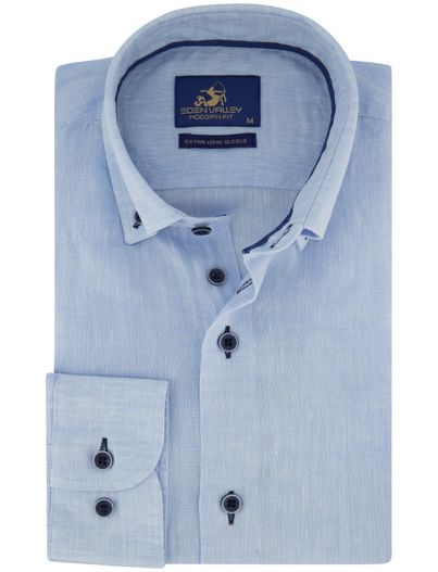 Eden Valley Overhemd normale fit Eden Valley linnen lichtblauw gemêleerd