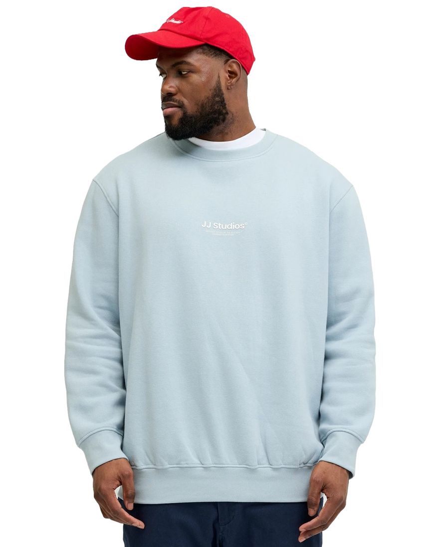 Plus size Jack & Jones sweater lichtblauw ronde hals