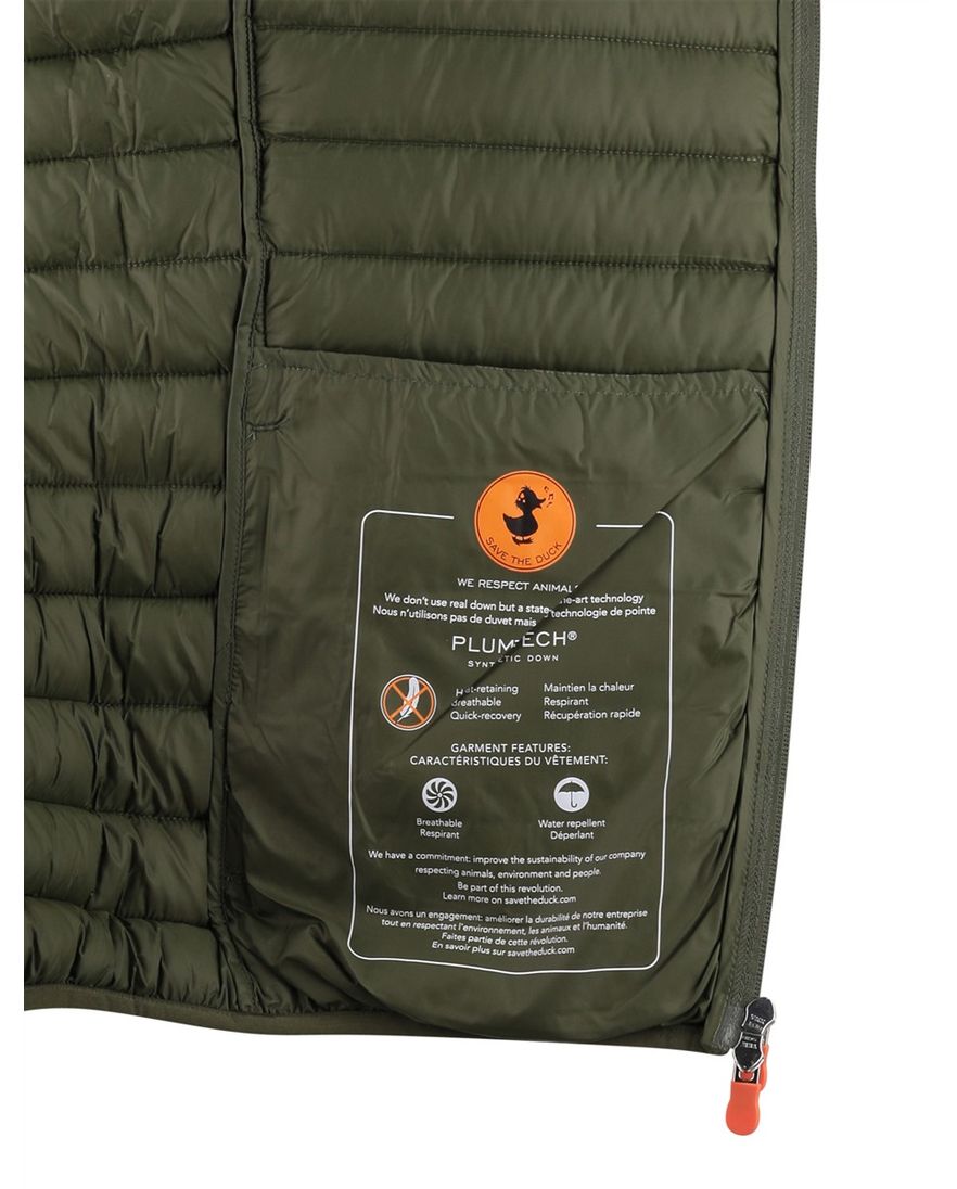 Save the Duck zomerjas donkergroen gewatteerd capuchon