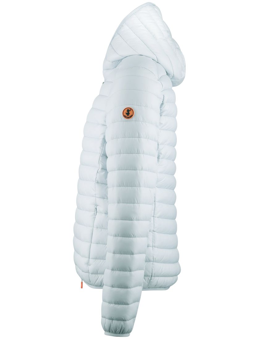 Ijsblauw zomerjas Save the Duck gewatteerd nylon capuchon