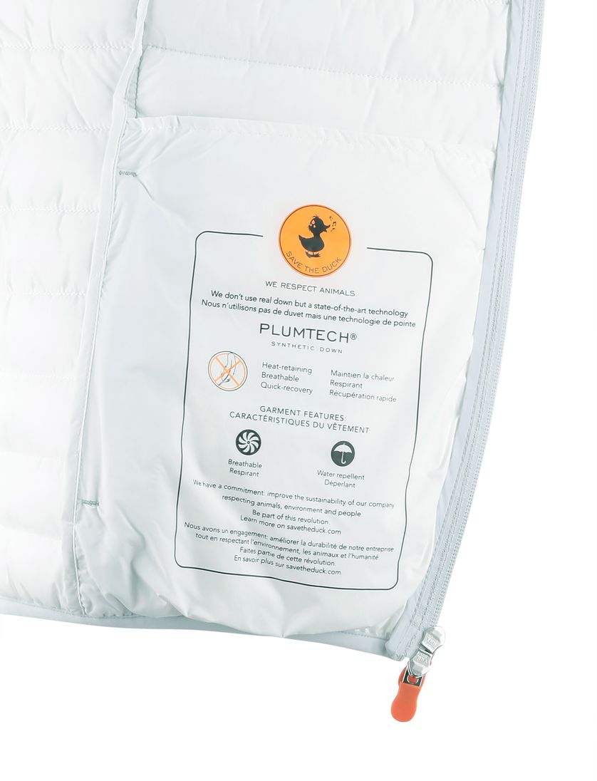 Ijsblauw zomerjas Save the Duck gewatteerd nylon capuchon