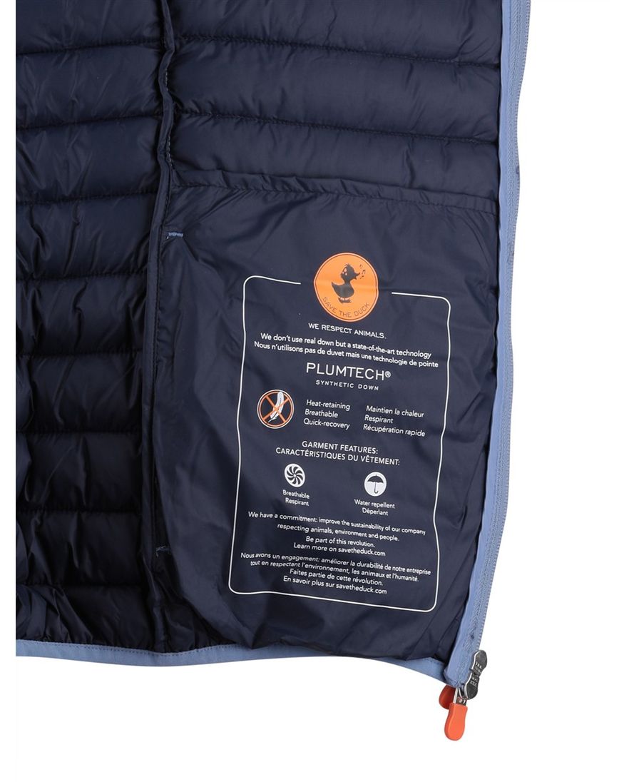 Save the Duck zomerjas lichtblauw gewatteerd capuchon