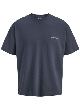 Jack & Jones T-shirt donkerblauw roze backprint Jack & Jones Plus Size