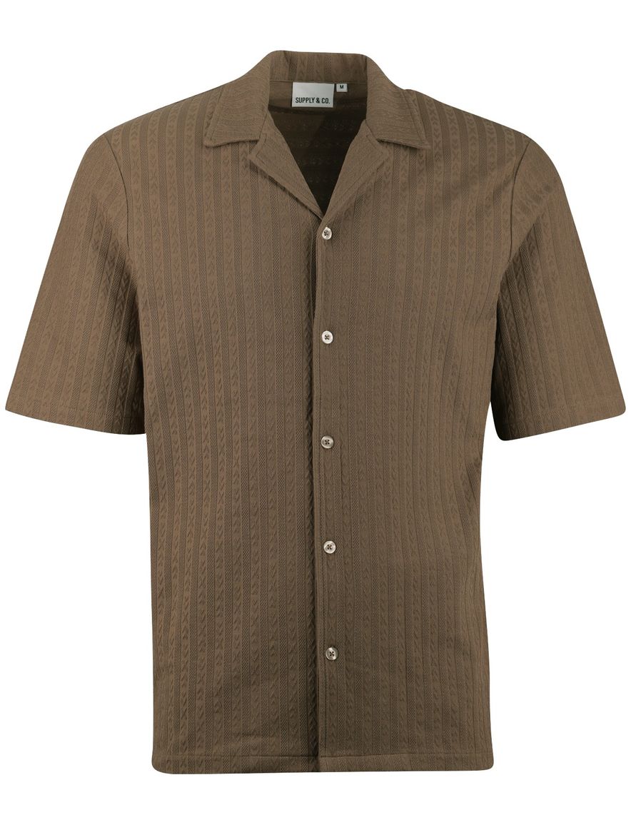 Supply & Co poloshirt doorknoop bruin structuur patroon