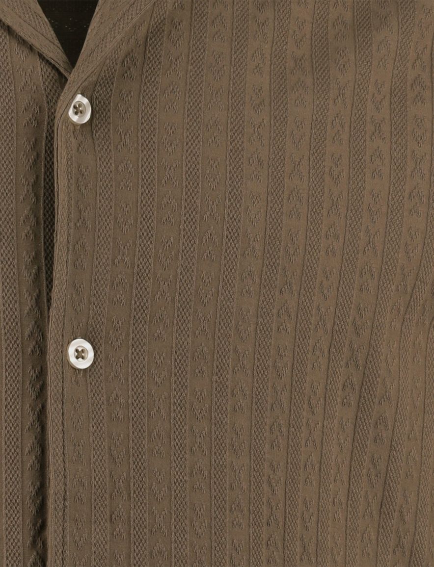 Supply & Co poloshirt doorknoop bruin structuur patroon