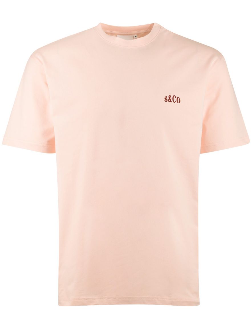 Supply & Co T-shirt roze met rode backprint sunday running