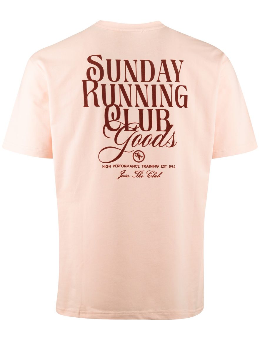 Supply & Co T-shirt roze met rode backprint sunday running