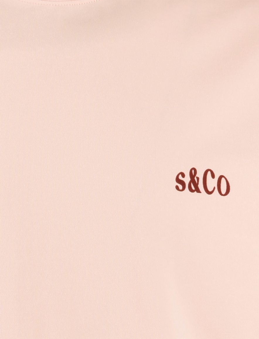 Supply & Co T-shirt roze met rode backprint sunday running