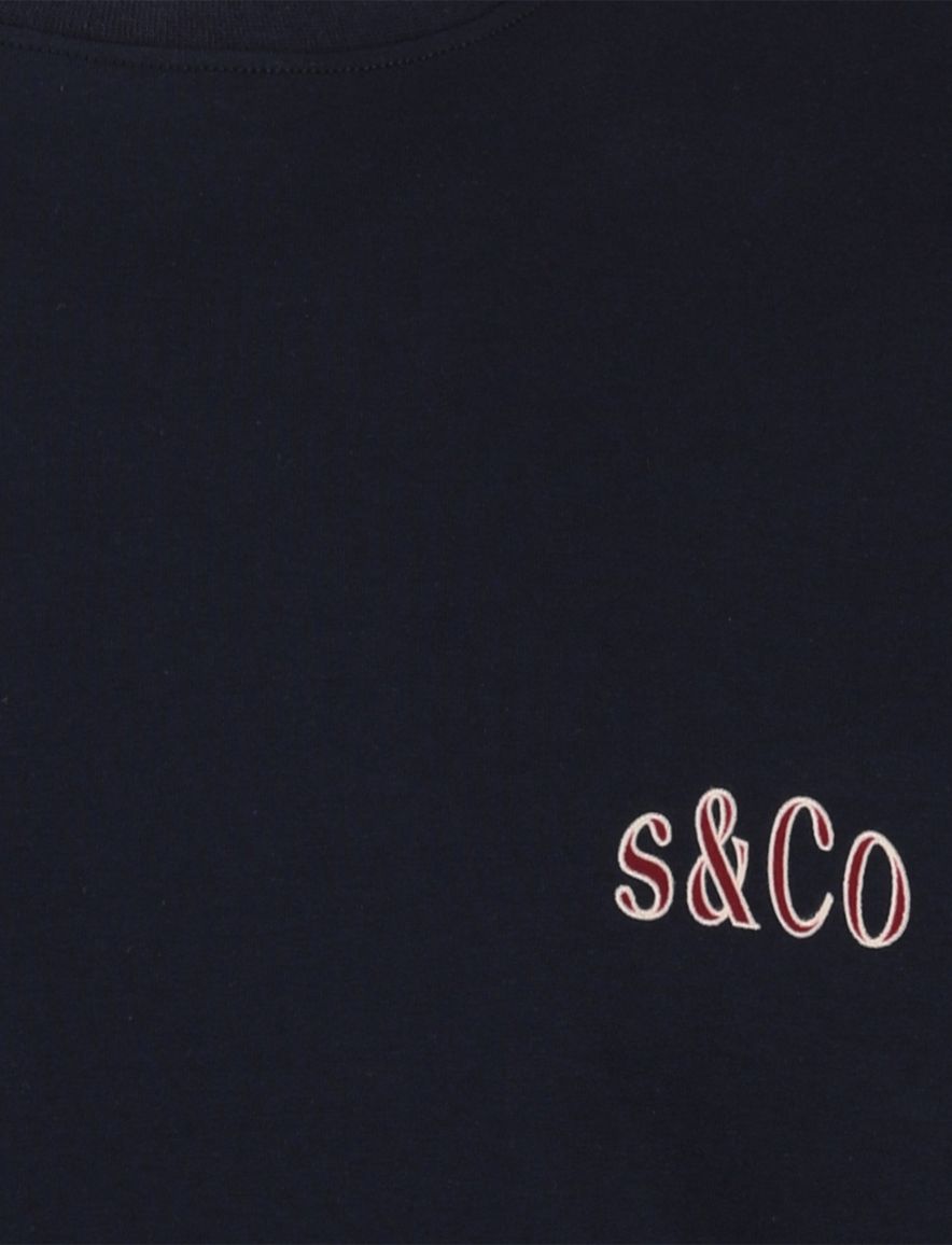 Supply & Co T-shirt donkerblauw backprint rode letters
