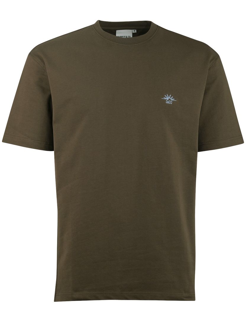 T-shirt Supply & Co bruin backprint zon met blauwe golven