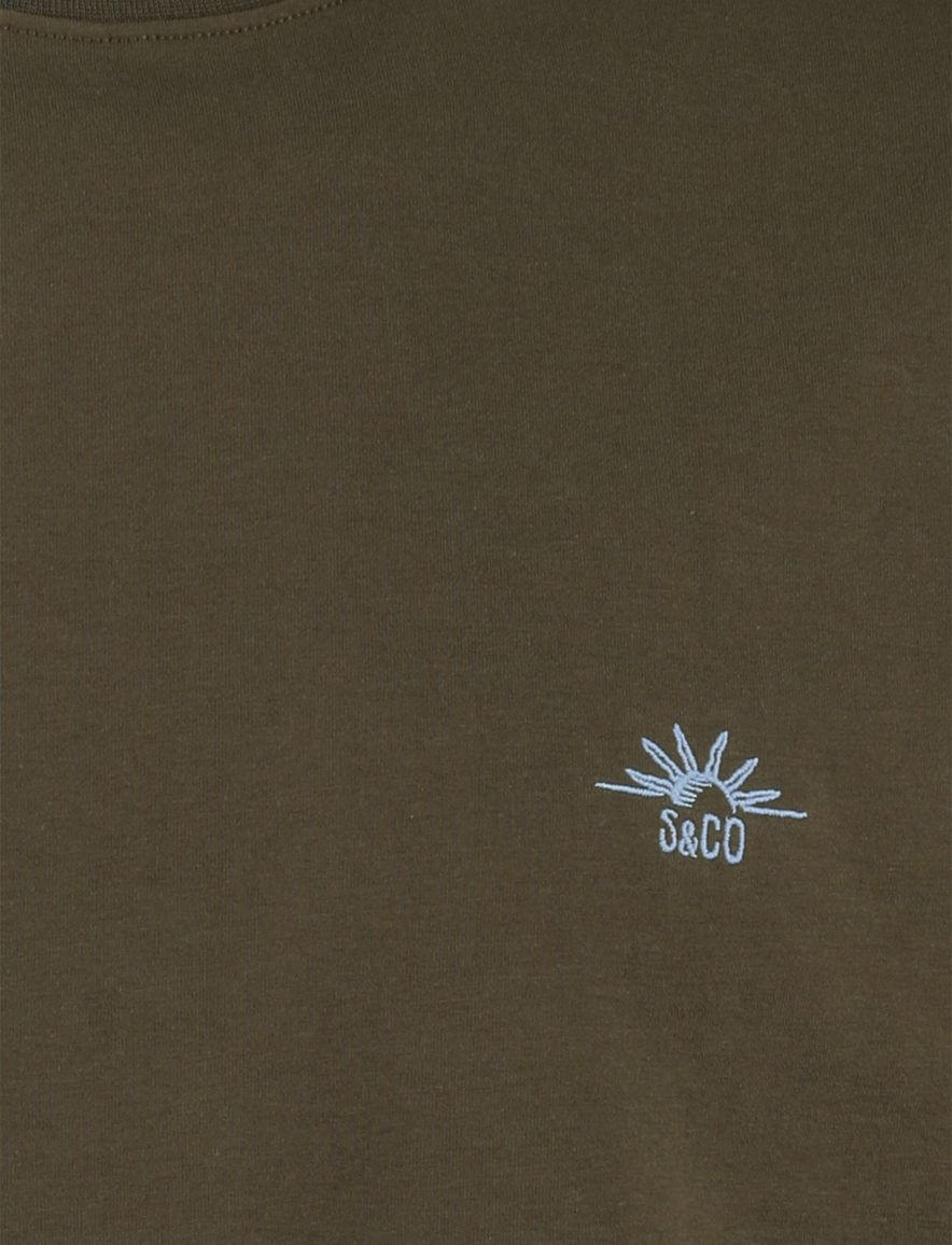 Supply & Co T-shirt bruin backprint zon met blauw golven