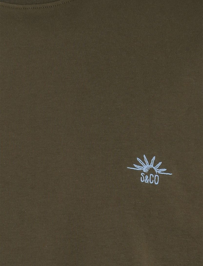 T-shirt Supply & Co bruin backprint zon met blauwe golven