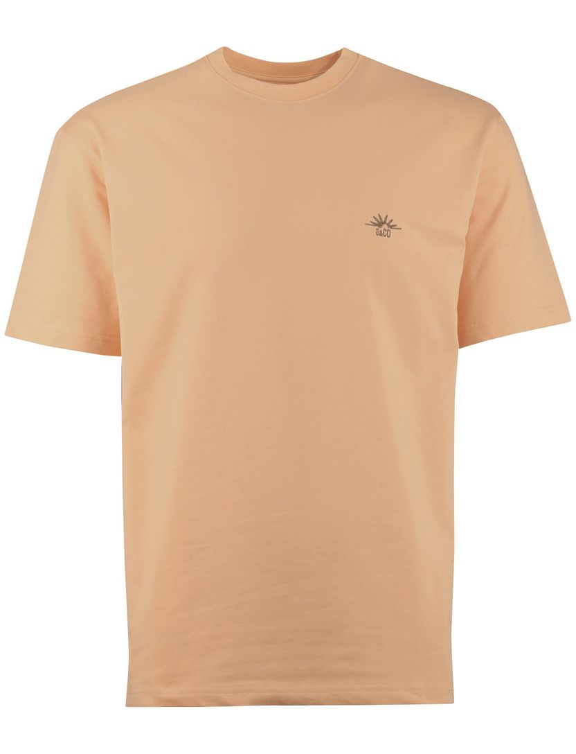T-shirt Supply & Co oranje backprint zon met bruine golven