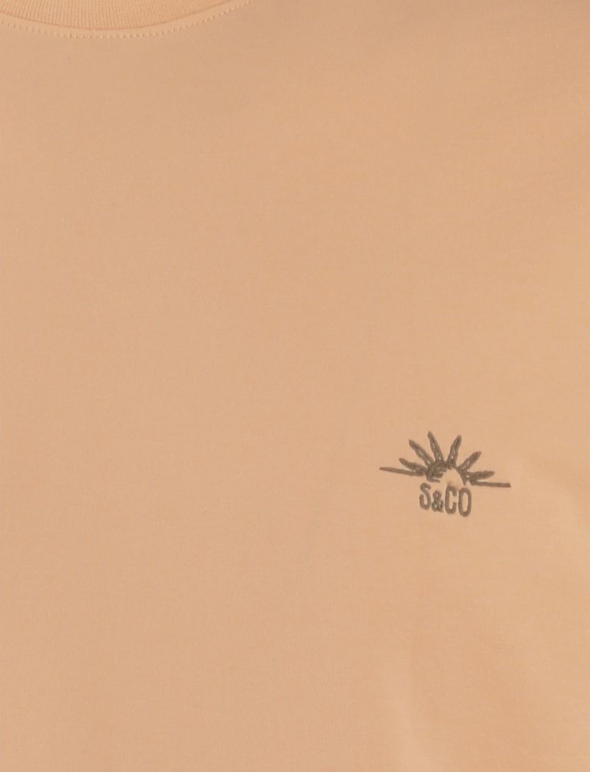 T-shirt Supply & Co oranje backprint zon met bruine golven