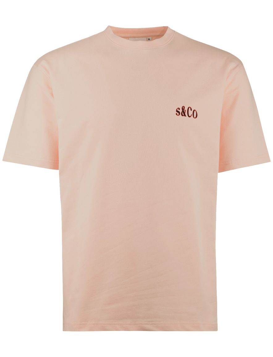 Supply & Co T-shirt donkerblauw backprint bloemen vakjes