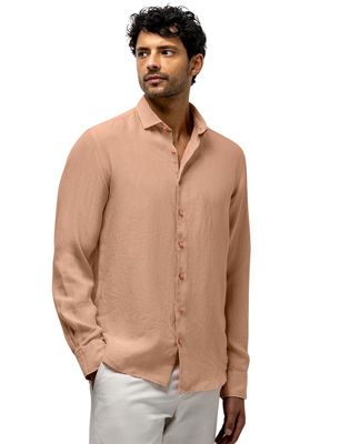 State of Art Overhemd State of Art oranje linnen wijde fit