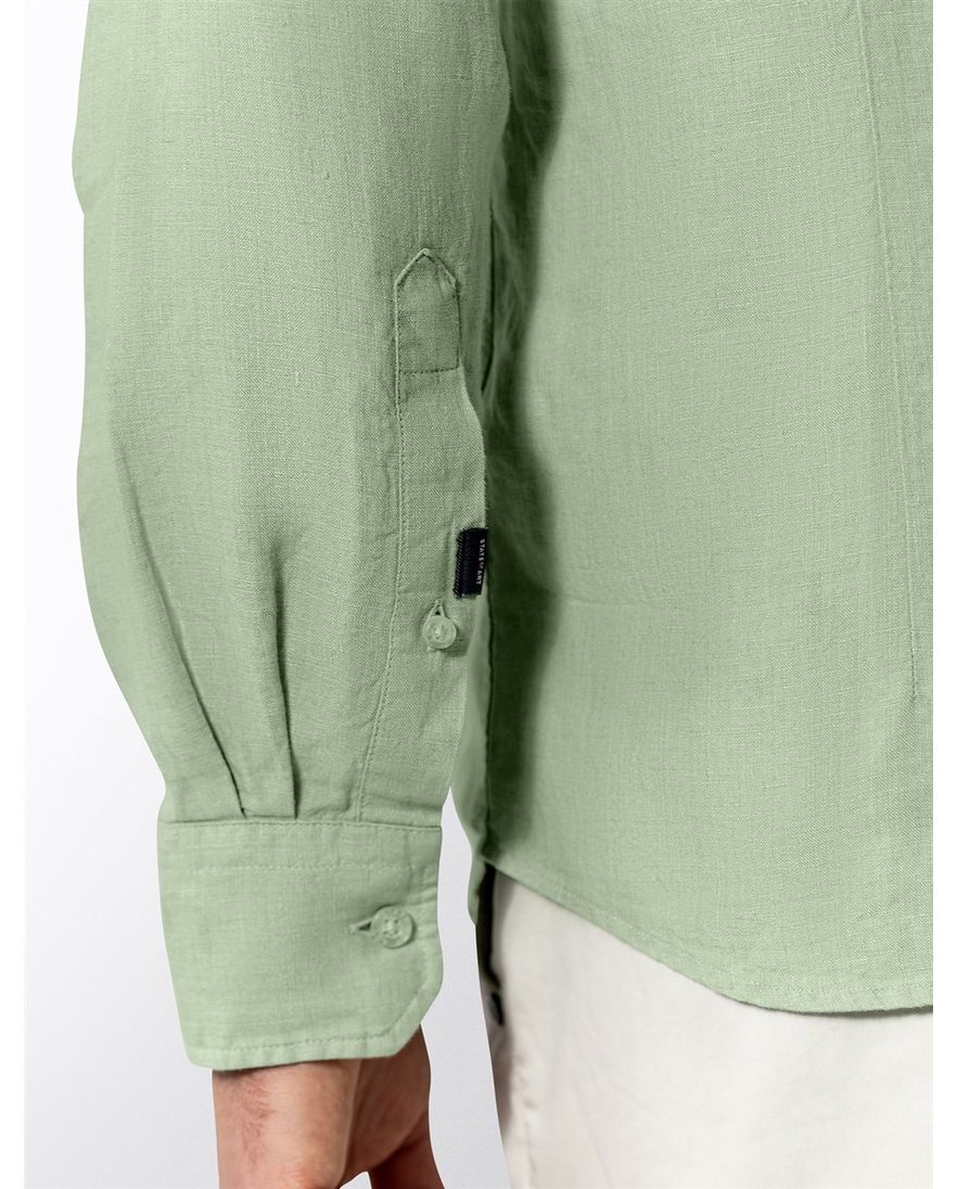 Linnen overhemd State of Art groen wijde fit