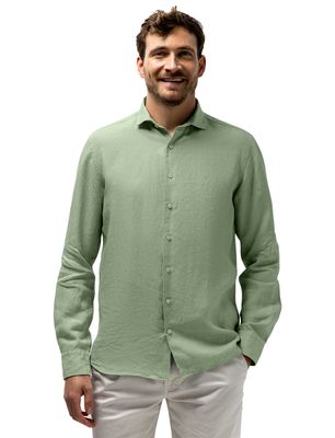 State of Art Overhemd State of Art groen wijde fit 100% linnen
