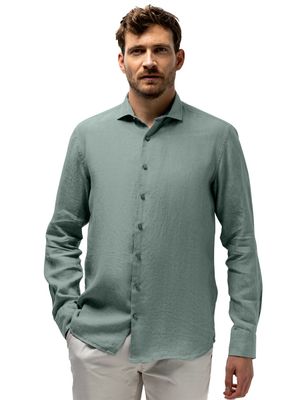 State of Art Overhemd State of Art zeegroen wijde fit 100% linnen