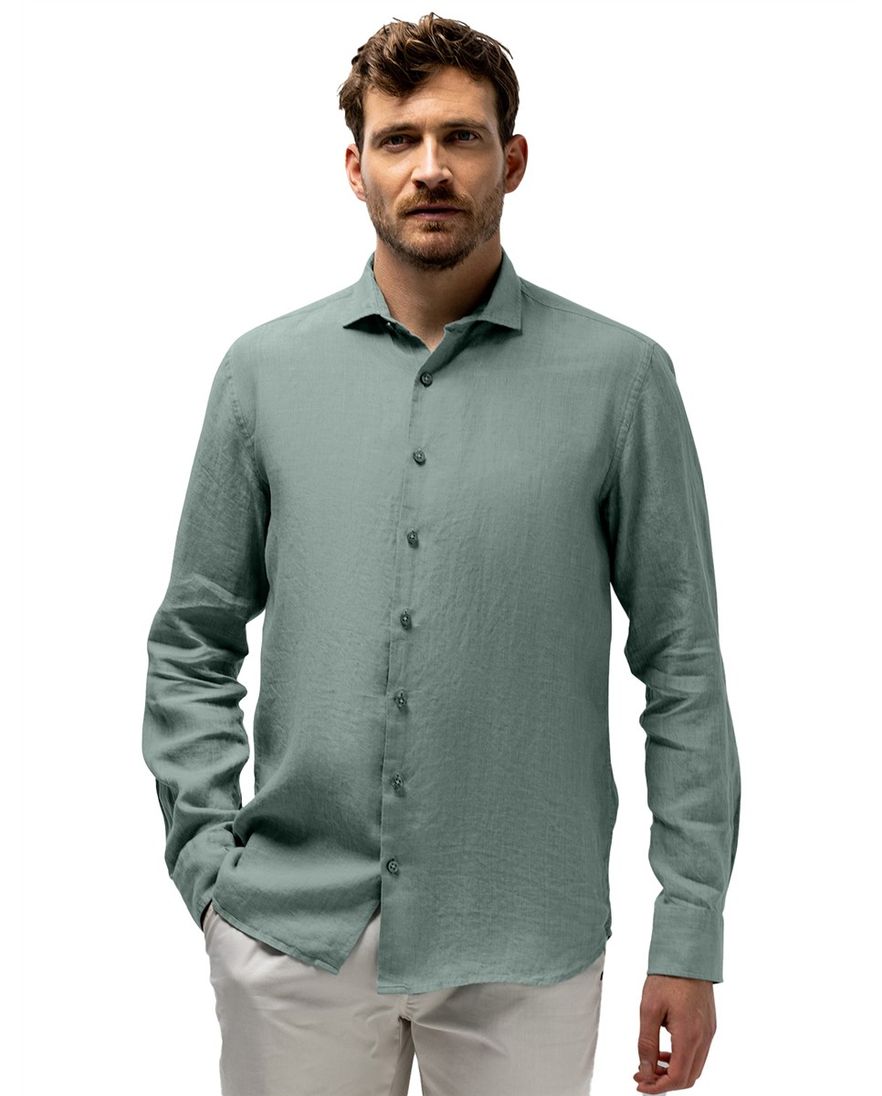 Zeegroen overhemd State of Art wijde fit