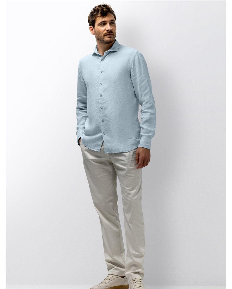 Lichtblauw overhemd wijde fit State of Art