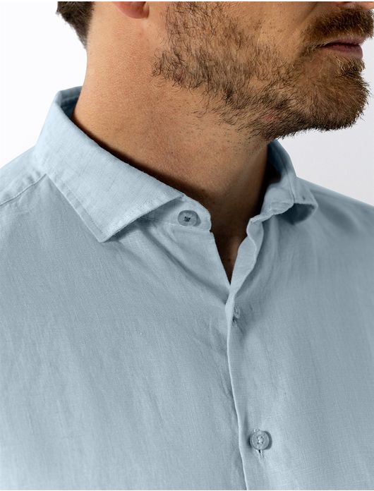 State of Art overhemd lichtblauw wijde fit linnen