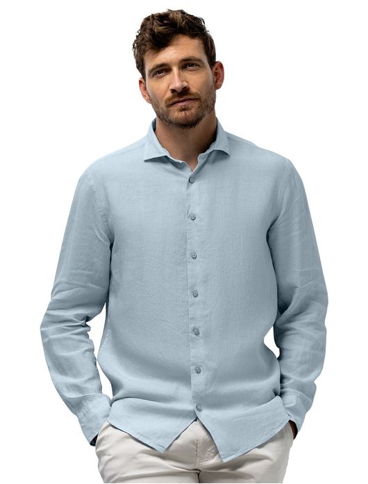 State of Art overhemd lichtblauw wijde fit linnen
