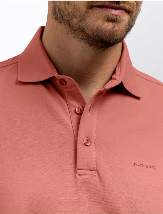 Polo State of Art effen roze 3 knoops