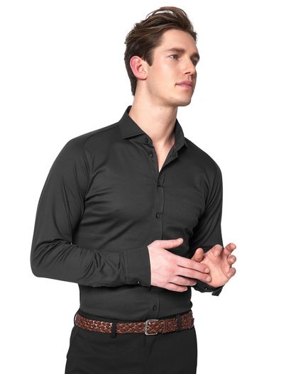 Desoto Desoto grijs overhemd effen katoen