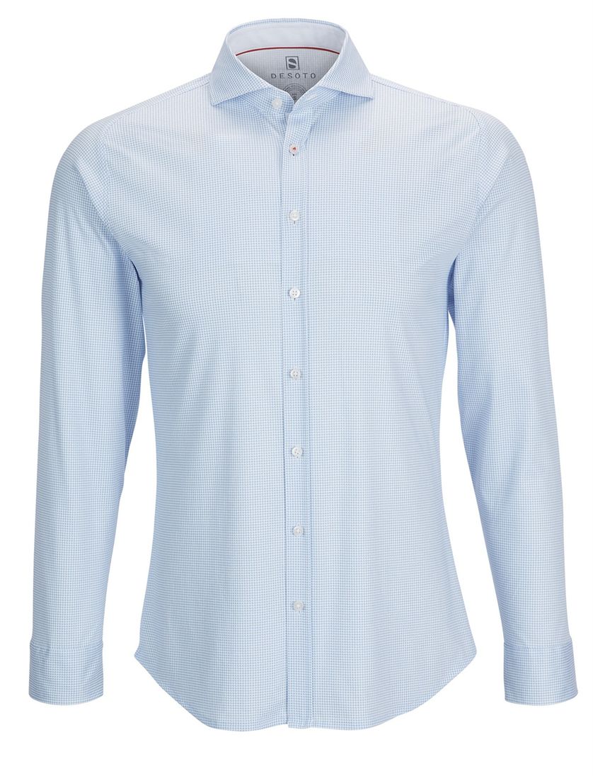 Desoto overhemd pied de poule lichtblauw
