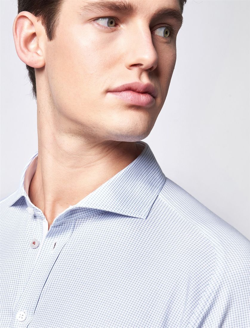 Desoto overhemd pied de poule lichtblauw