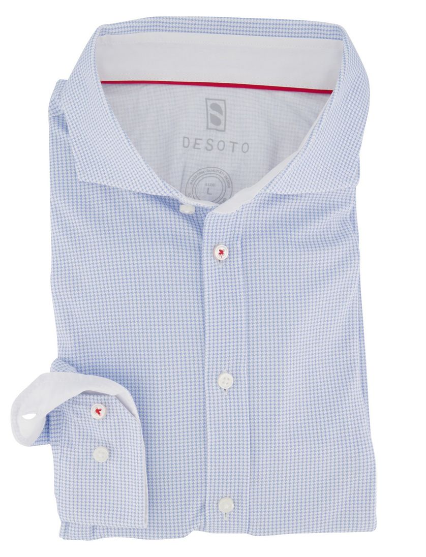 Desoto overhemd pied de poule lichtblauw