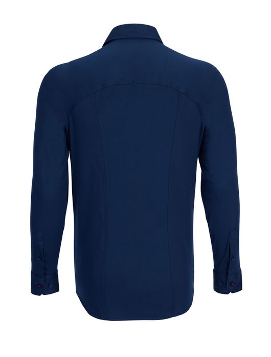 Overhemd Desoto jersey katoen donkerblauw