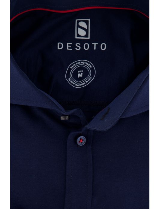 Overhemd Desoto jersey katoen donkerblauw