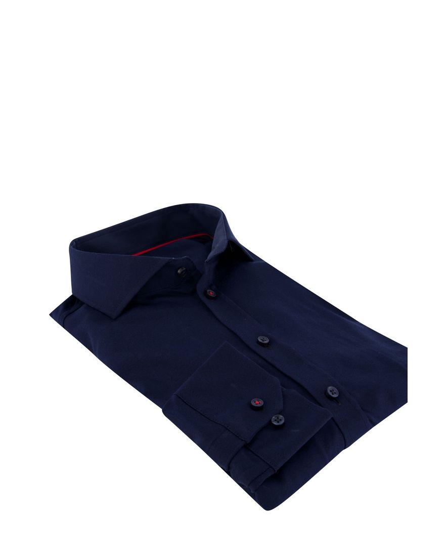 Overhemd Desoto jersey katoen donkerblauw