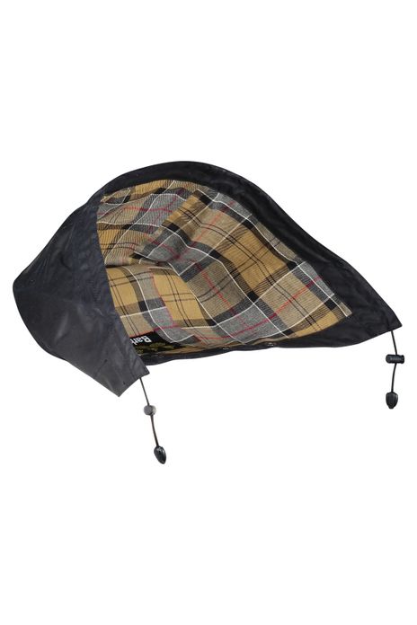 Barbour capuchon ruitje donkerblauw waxkatoen