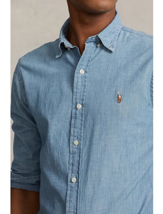 Ralph Lauren jeans overhemd middelblauw Slim Fit