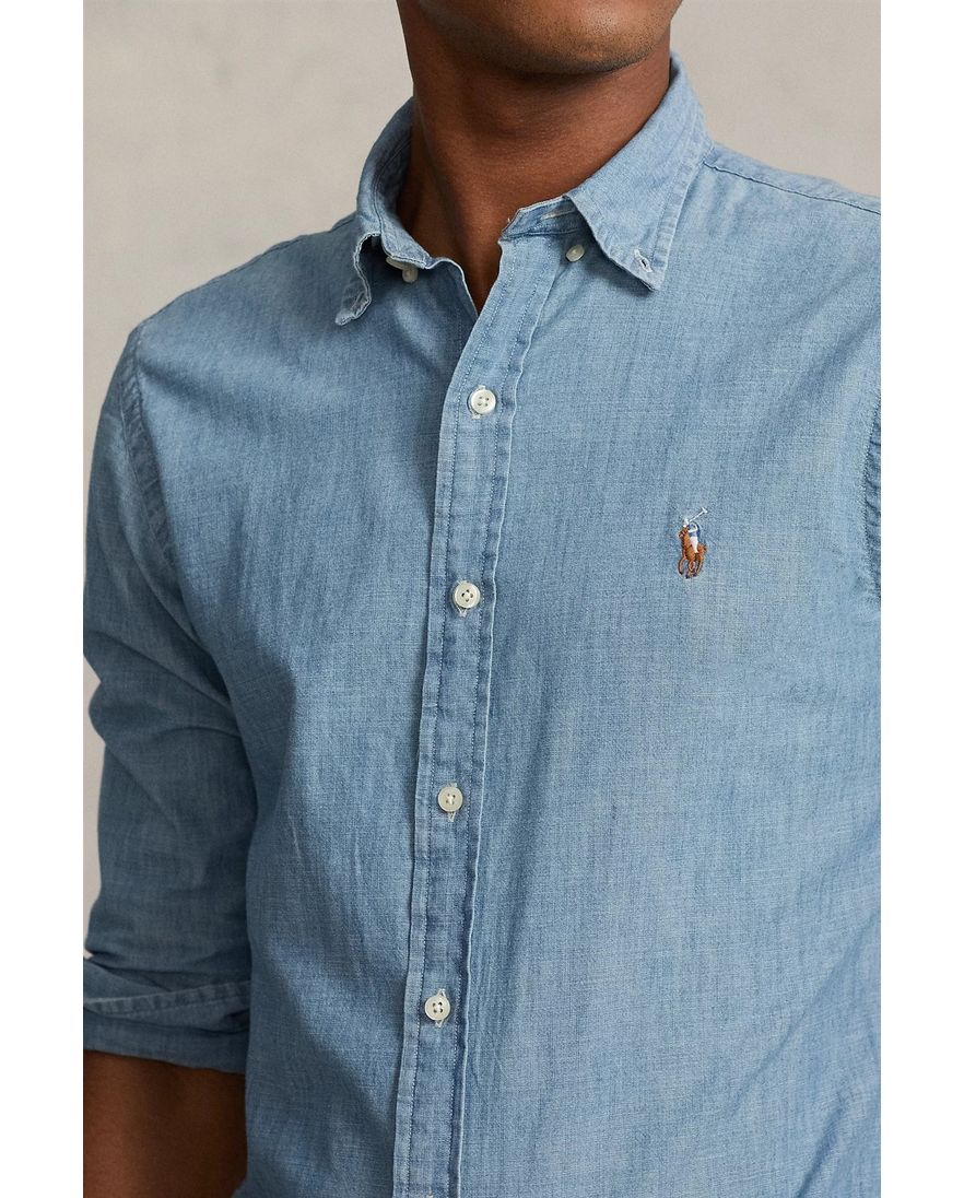 Ralph Lauren jeans overhemd middelblauw Slim Fit