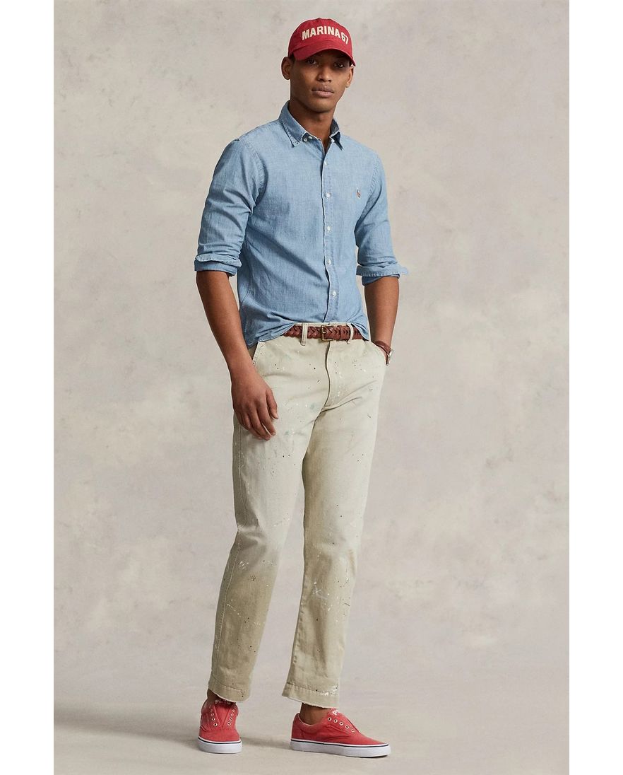 Ralph Lauren jeans overhemd middelblauw Slim Fit