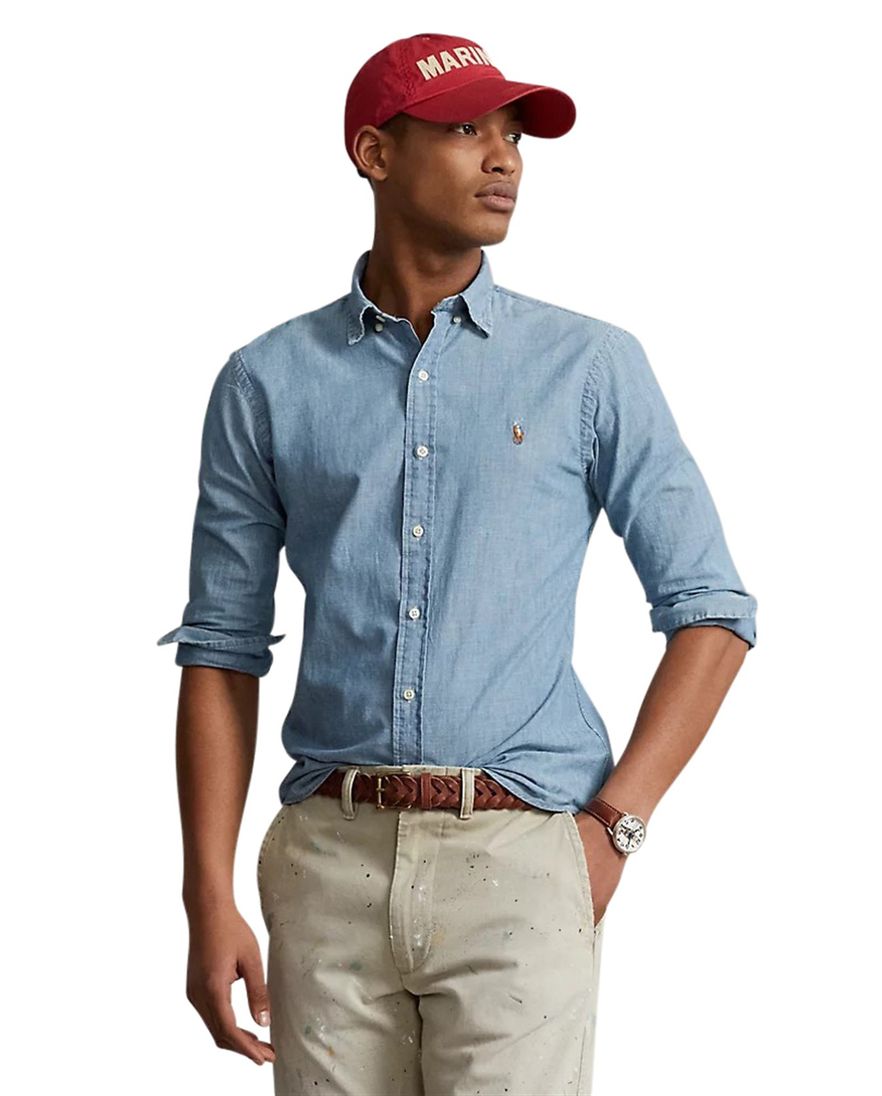 Ralph Lauren jeans overhemd middelblauw Slim Fit