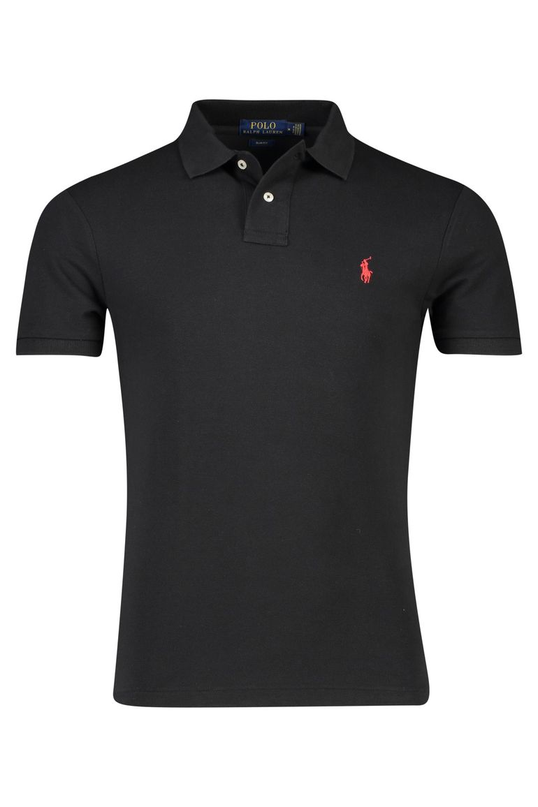 polo Polo Ralph Lauren zwart effen katoen slim fit
