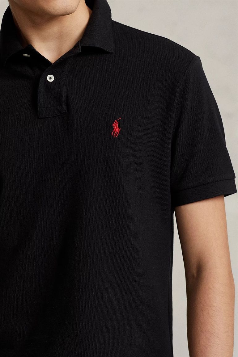 polo Polo Ralph Lauren zwart effen katoen slim fit