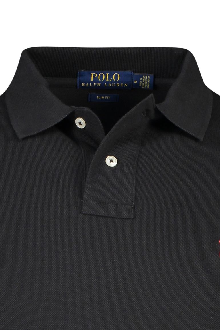 polo Polo Ralph Lauren zwart effen katoen slim fit