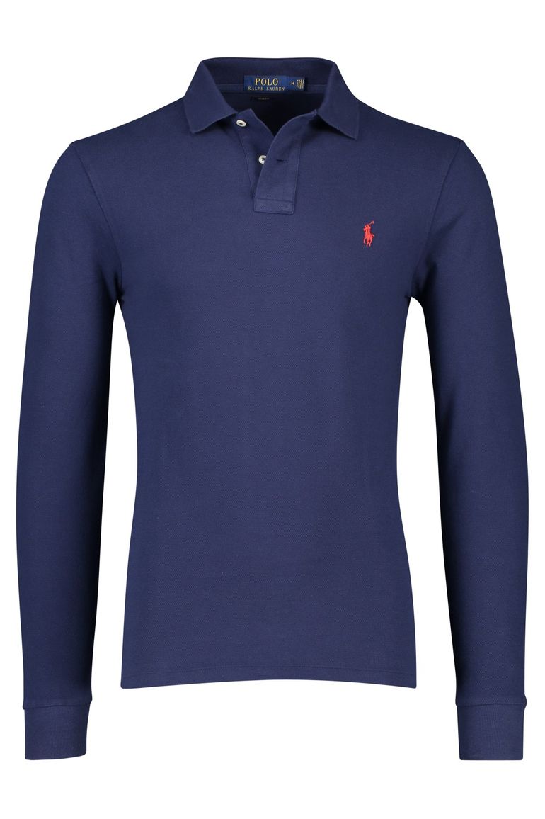 polo Polo Ralph Lauren donkerblauw effen katoen slim fit