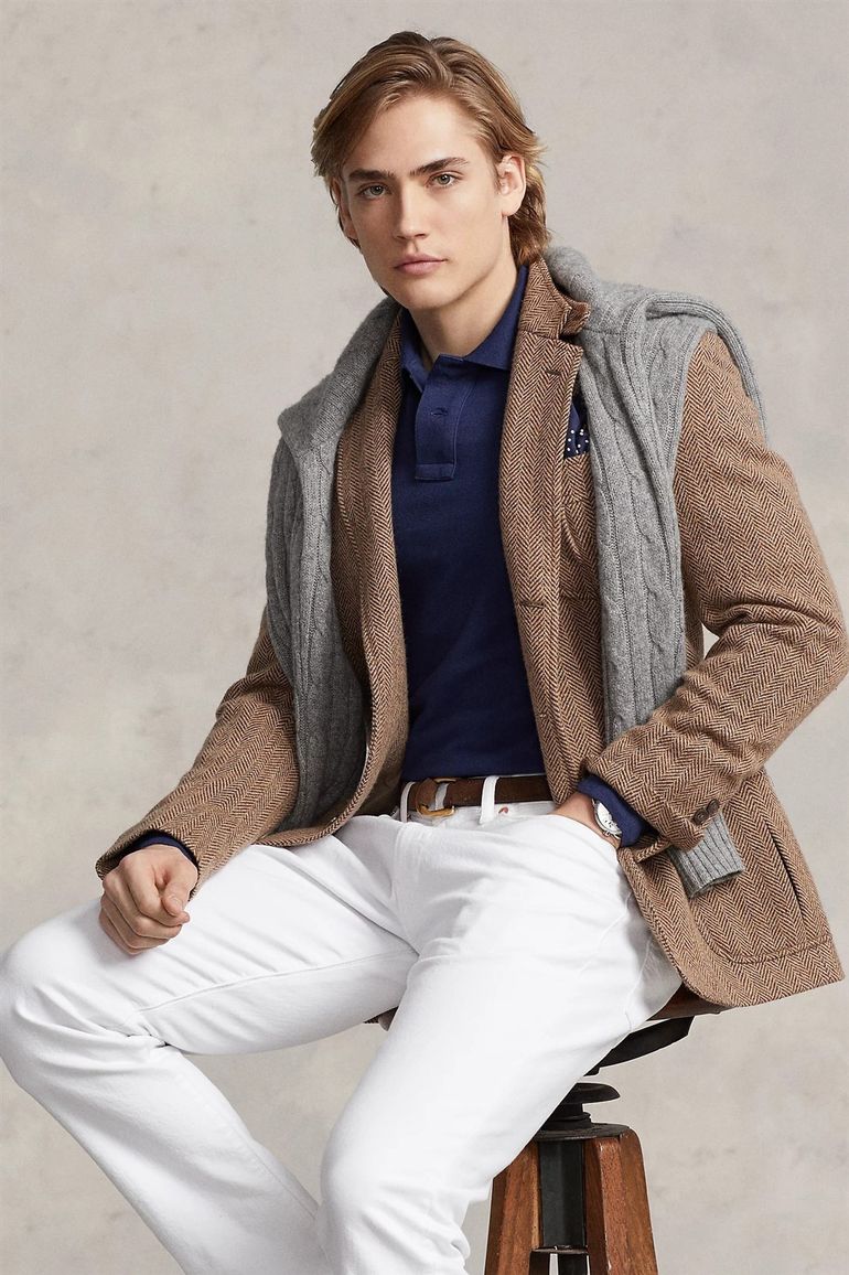 polo Polo Ralph Lauren donkerblauw effen katoen slim fit